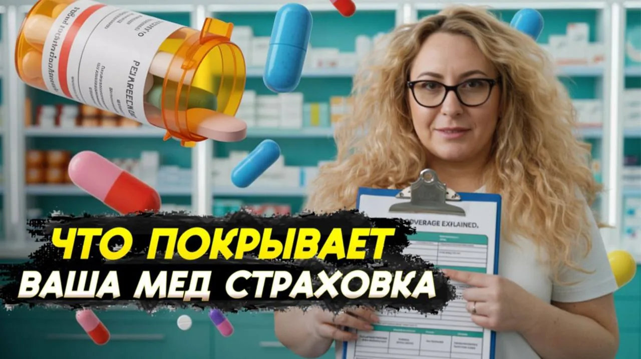 Woman with glasses holding a clipboard in a pharmacy setting with pills floating in the foreground