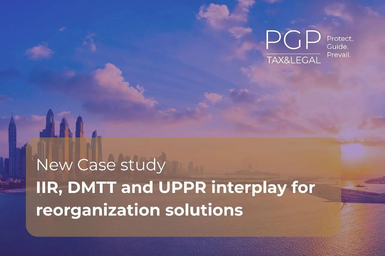 PGP Tax & Legal branding image with city skyline and case study headline