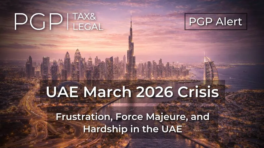 Abstract promo graphic with partially readable headline about UAE March 2026 crisis and hardship in the UAE